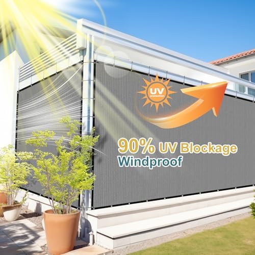 Shade&Beyond Customized Size 90% Sun Shade Cloth with Grommets, 08' X 12' Pergola Shade Cover Canopy, Mesh Tarp Sun Screens for Patio, Outdoor, Garden, Backyard, Light Gray, GN02