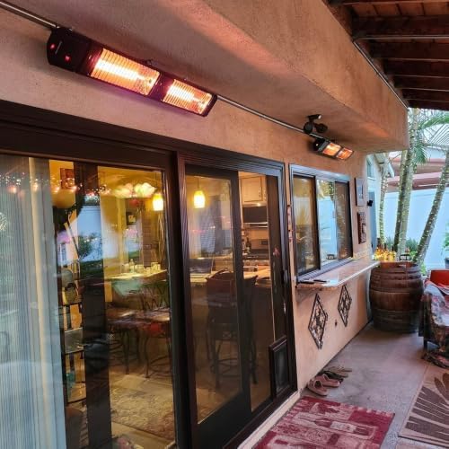 ThermoMate Infrared Electric Patio Heater, 3000W Carbon Fiber Heating for Outdoor/Indoor, Porch, Deck, Garage with Remote 24 Hours Timer, Hard Wired 240V