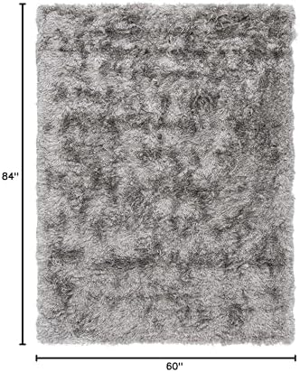 SAFAVIEH Area Rug 5x7 - Paris Shag Collection - Silver, Handmade, Soft Flowing Pile, Ideal for Living Room, Bedroom, Dining Space (SG511-7575)