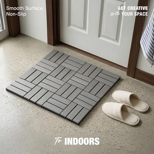 Acacia Wood Interlocking Deck Tiles, Patio & Backyard Tile, 12 in, 9 PCS
