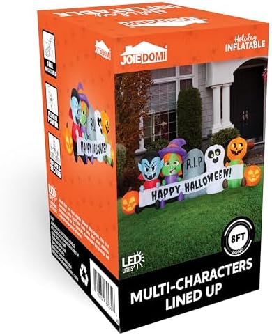 Joiedomi 8 FT Long Inflatable Halloween Decor Outdoor, Halloween Blow Up Decorations Inflatable Pumpkin Ghost Vampire Witch Tombstone with LEDs for Yard Decorations