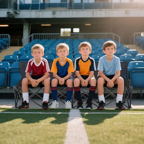 LILYPELLE Folding Soccer Bench, Portable Team Bench, 4 Seats w/Backrest