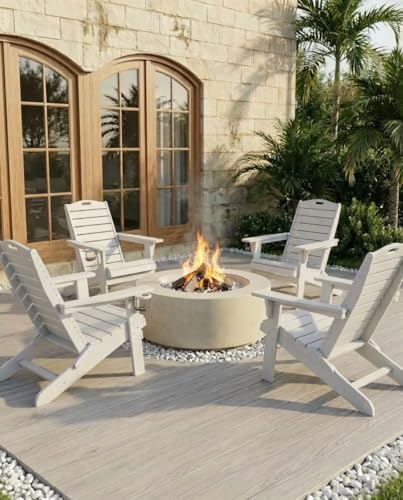 Adjustable Adirondack Chair,Outdoor Fire Pit Chair，White
