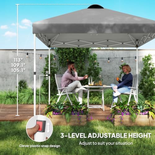 Outsunny 10' x 10' Pop Up Canopy Tent with 2 Half Sidewalls UV50+ Dark Gray
