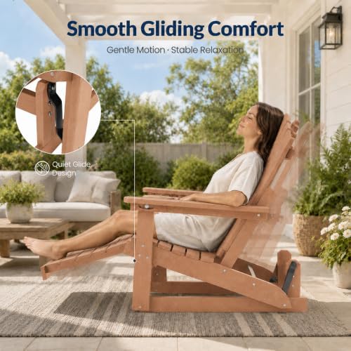 Adirondack Glider Chairs Set of 2,with Retractable Ottoman,Adjustable Back