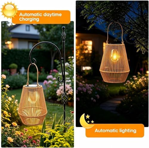Solar Lanterns Outdoor Waterproof, Solar Lights Outdoor 2 Pack