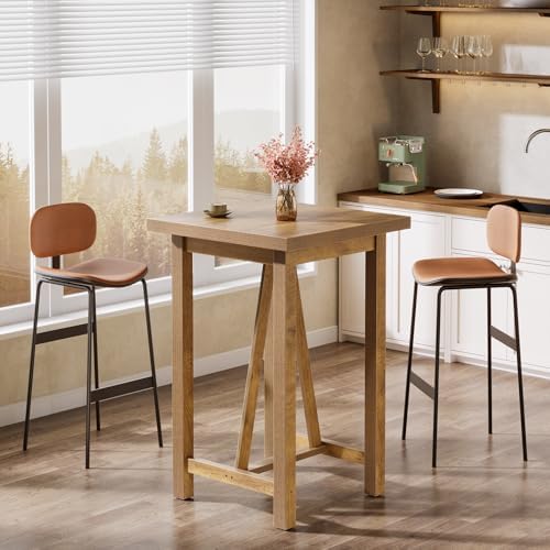 Tribesigns Square Bar Table, 39.4" Tall Counter Height Pub Table for Cocktail Coffee Bistro, Farmhouse High Top Desk for Living Room, Dining Room, Kitchen, Small Space