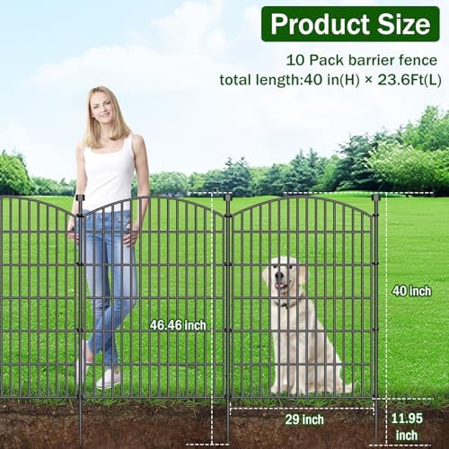 10 Panel No Dig Decorative Garden Fence with Gate 40"H x 23.6'L Dog Barrier