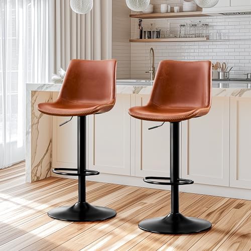 STOOLINK Vintage Bar Stools with Back, Adjustable Bar Stools Set of 2