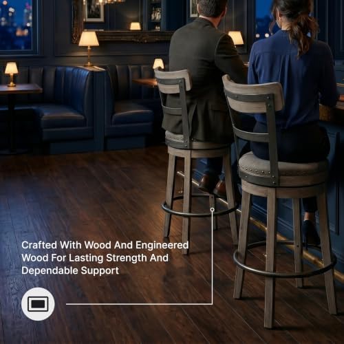 Signature Design by Ashley 1-Piece Swivel Counter Height Bar Stool, Gray