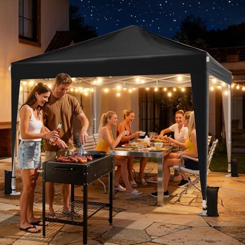10x10 Pop Up Canopy Tent with Sidewalls, Portable Shelter,Black