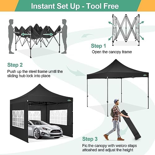 COBIZI 10x10 Heavy Duty Pop up Canopy Tent with Sidewalls Commercial Canopy