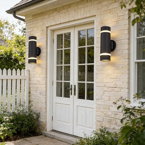 Cerdeco 13" Stainless Steel Modern Outdoor Wall Sconce Cylinder Porch Light