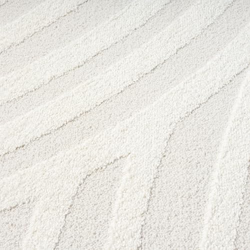 Abani Nomad Cream Tone-on-Tone Area Rug 5' x 8' for Living Room, Bedroom - Linear Curves Pattern - Durable & Easy to Clean