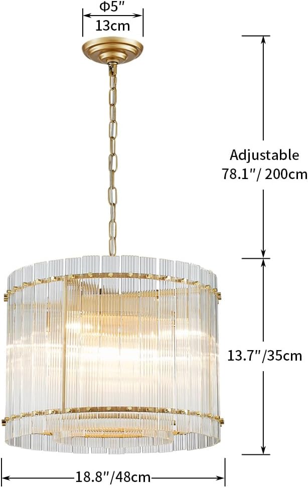 Saint Mossi 22045 Pendant Chandeliers, Mid-Modern Modern Design, Perfect for Living Space, 8 x E12 Sockets, D19'' x H14'', Adjustable Max Height 78", Glass Shade & Gold Finish Metal Frame