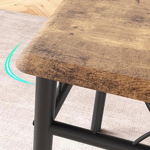 Dining Table Set for 2, Kitchen Table with 2 Upholstered Chairs, Wood 3-Piece Kitchen Dining Room Table Set for Apartment, Small Space, Space Saving, Retro Brown