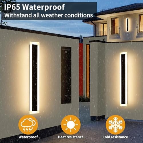 2 Pack 31.4inch Outdoor Wall Sconce, 3 Color, IP65 Waterproof, 31W