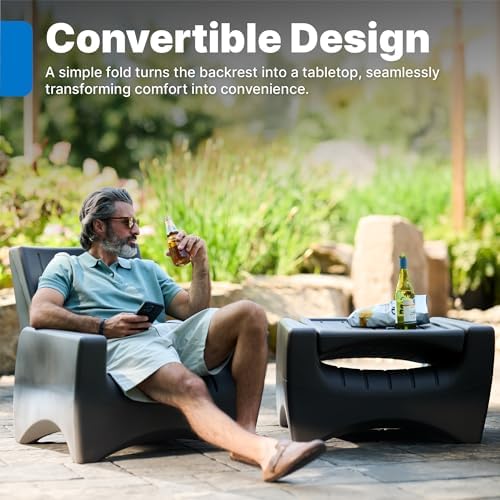 Step2 Switchback Adirondack Chair for Patio, Porch, Pool, Fire Pit, Deck, Durable Outdoor Seat with Back Support for Adults, Dark Cedar