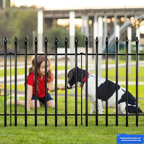 Thealyn 36"H x 28"W Metal Garden Fence, No Digging, Animal Barrier,11.6 Ft