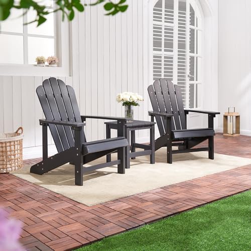 Adirondack Chair, HDPE All-Weather Outdoor Patio Chair, Black