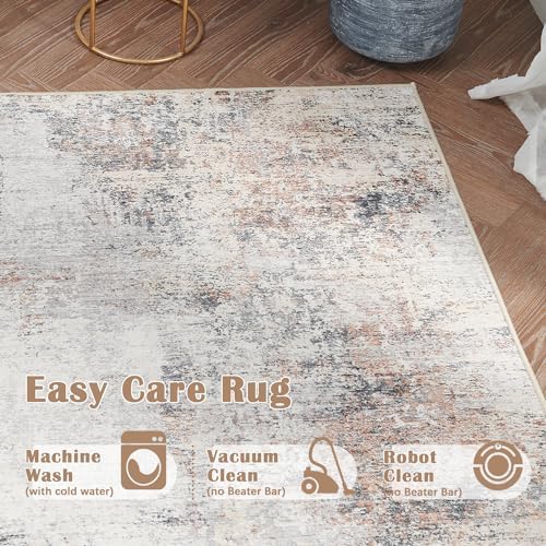 jinchan 5x7 Modern Abstract Washable Non-Slip Area Rug, Taupe