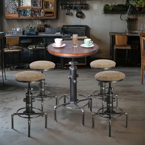 Topower Industrial Bar Table 31.5-41.3" Adjustable Pub Table Kitchen Dining Coffee Bistro Table Black Desktop