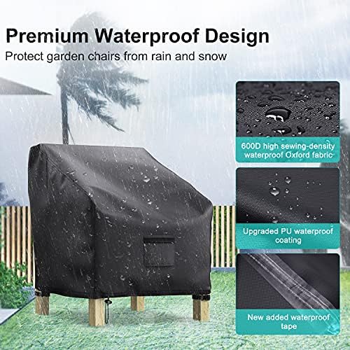 2 Pack Outdoor Patio Chair Covers Waterproof 38"Wx31"Dx29"H, Black