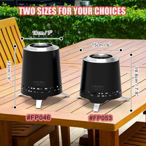 2-in-1 Wood Burning Fire Pit with Pot Rack, 9" Tabletop Fireplace, Black