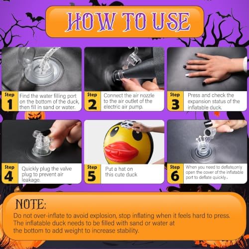 1Pcs 4.6 Feet Halloween Giant Inflatable Duck Outdoor Decorations,Huge Blow Up Yard Yellow Duck with Black Skeleton Bone Cloth Duck Pool Float for Indoor Halloween Party Garden Patio Lawn Decor