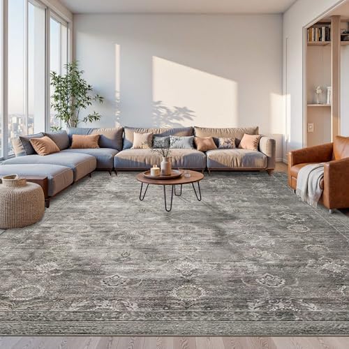 Rugxara 10x14 Area Rugs for Living Room Large Washable Rug, Taupe/Grey