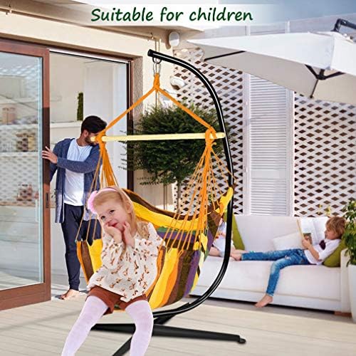 Hammock Chair Stand, Hanging Hammock Chair Stand C Stand Outdoor Indoor Solid Steel Heavy Duty Stand Only Construction for Hanging Hammock Air Porch Swing Chair, 330Lbs Capacity, Black