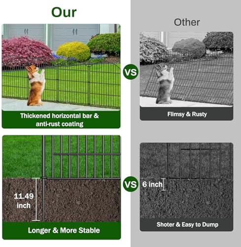 10 Panel No Dig Decorative Garden Fence with Gate 24" H x 20'L Dog Barrier