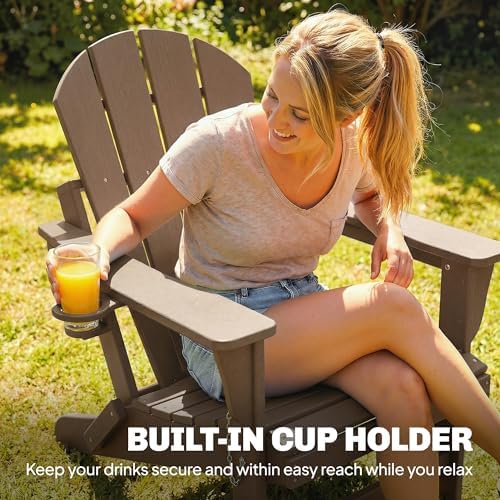 Outsunny Folding Adirondack Chair Set of 2 with Retractable Ottoman Brown