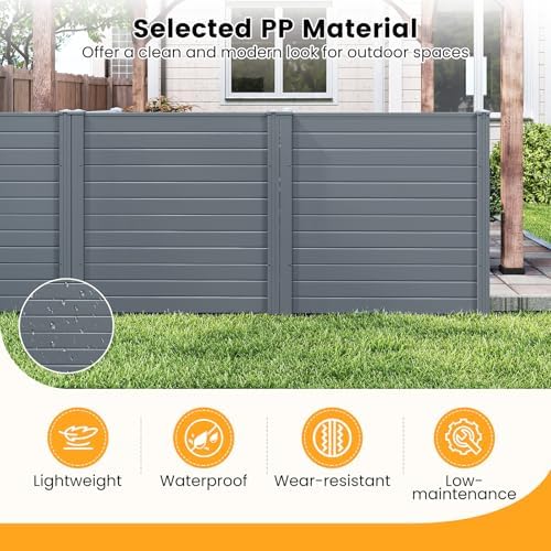 GIANTEX No-Dig Air Conditioner Fence, 2 Panels, 48''W x 48''H, Gray