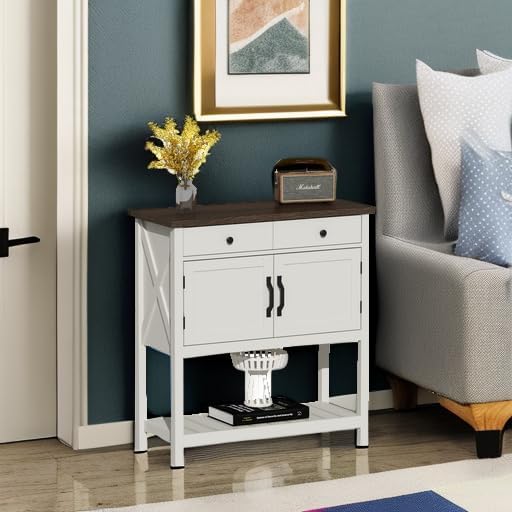 ChooChoo Farmhouse Console Table, 33.5" W Entryway Cabinet with Drawer