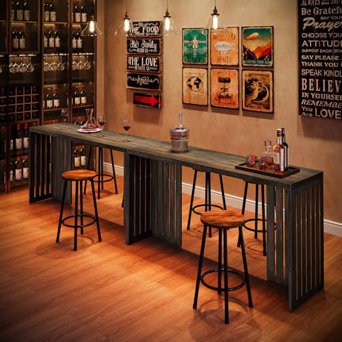 Tribesigns 63-Inch Bar Table with Louvered Base, Black Brown