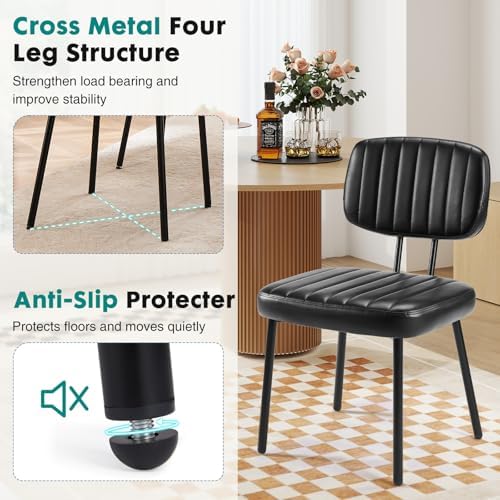 OLIXIS Dining Chairs Set of 2, Mid Century Modern Kitchen Chairs, Black