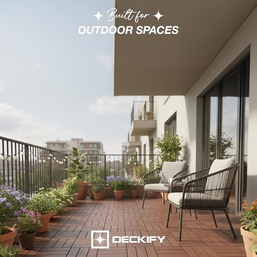 Acacia Wood Interlocking Deck Tiles Outdoor Flooring for Patio, Balcony