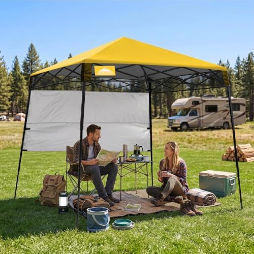EAGLE PEAK 8x8 Pop Up Canopy Tent, Compact Backpack Canopy, Yellow