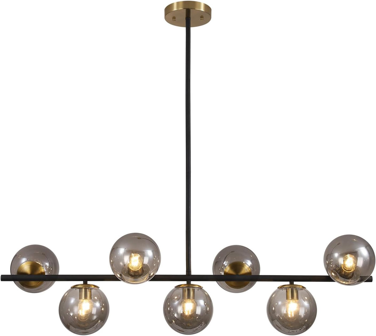 kco 7-light mid century modern black brass gold, view 9