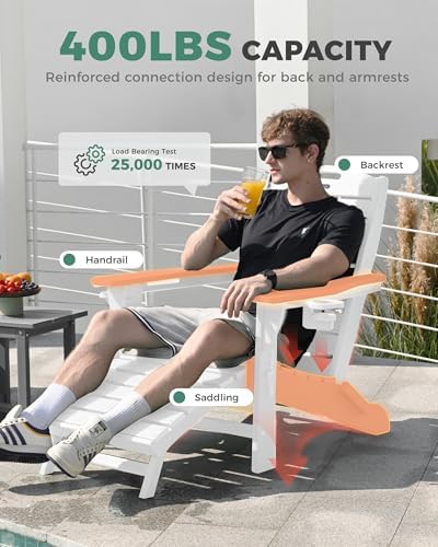 Adjustable Adirondack Chair,Outdoor Fire Pit Chair，White
