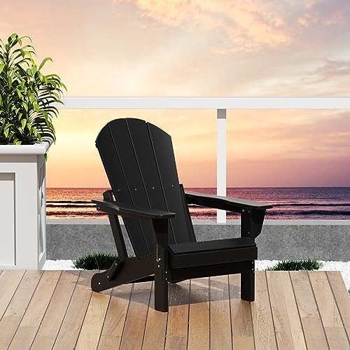 WO Home Furniture Laguna Folding Adirondack Chair, Black