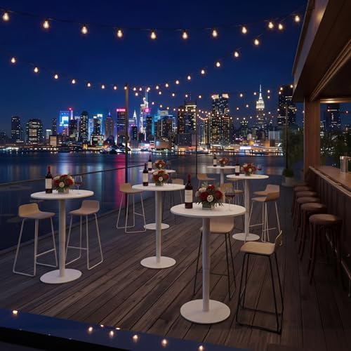 SANODESK 27.5'' Pneumatic Height Adjustable Round Dining Table Bar Table