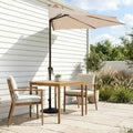 JEAREY 9 ft Half Outdoor Patio Umbrella w/Crank, Beige