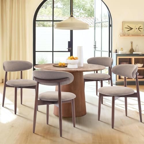 COLAMY Wooden Dining Chairs Set of 2, Upholstered Kitchen Side Chair, Camel