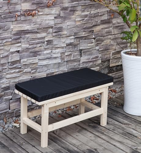 Sigmat Waterproof & Fade Resistant Outdoor Bench Cushion Black 48x16x2 Inch