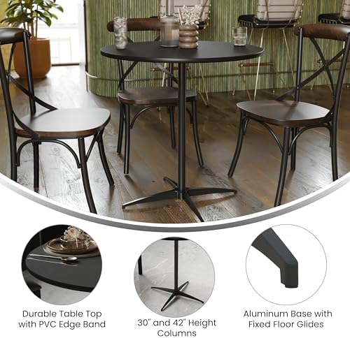 Flash Furniture 30 in Wood Round Cocktail Table, Black