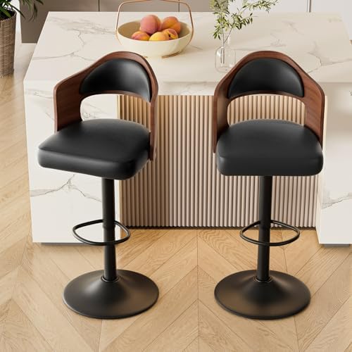 Swivel Bar Stools Set of 3,Bentwood Adjustable Height Barstools