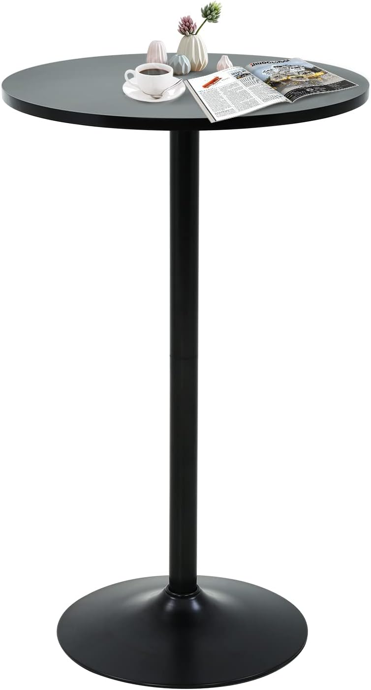 NChanmar Bar Table Round Pub Table Cocktail Bistro High Table with Black Top and Base for Home Kitchen Small Spaces