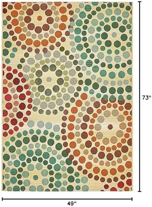 Unique Loom Outdoor Modern Collection Area Rug - Spark (4' 1" x 6' 1" Rectangle, Beige/ Burgundy)